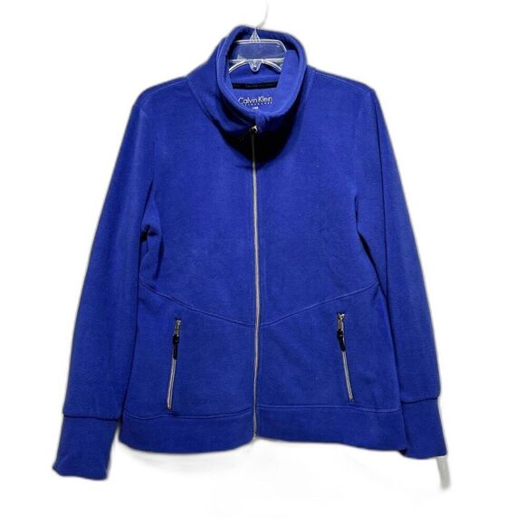 Calvin Klein Full Zip Up Fleece Violet Performance Jacket Pockets Women sz Large - Picture 1 of 5